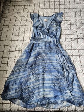 Blue Floral Wrap Dress - Karin Stevens
